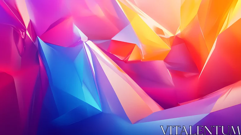 Prismatic crystal planes glow in vivid neon gradient light