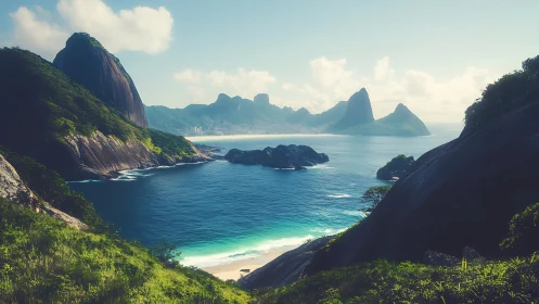 Hidden Tropical Paradise Nestled Between Ancient Stone Peaks.