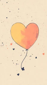 Heart Balloon Drifting Through Cosmic Particle Field