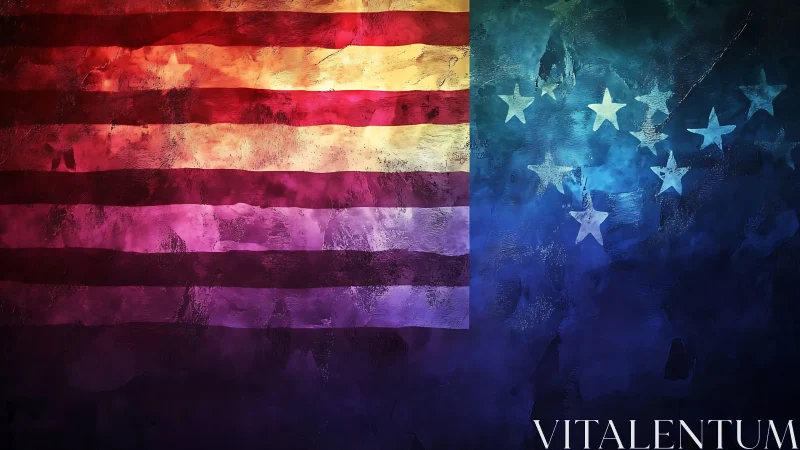 Abstract textured US flag rendered in prismatic chromatic bands