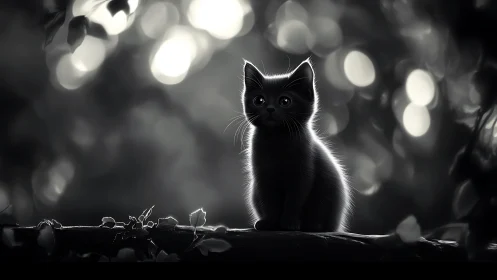 Silhouetted Feline Subject with Backlighting and Bokeh Luminosity.