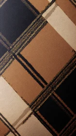 Textile shows close-up brown and black plaid weave pattern