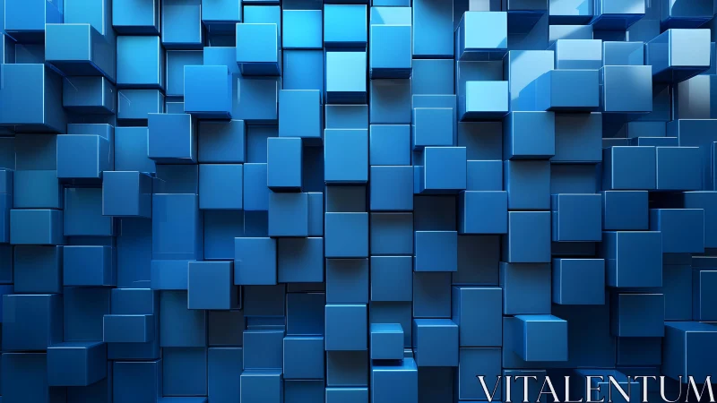 Abstract 3D Blue Cubes Pattern with Glossy Geometric Style.