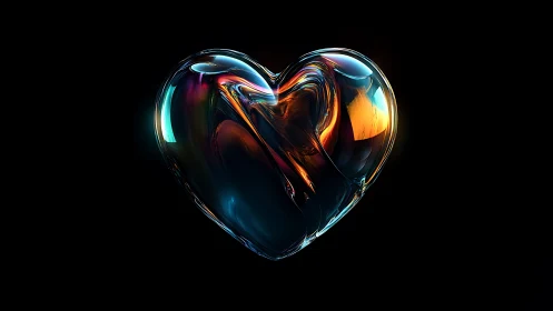 Glowing Glass Heart with Luminous Warmth.