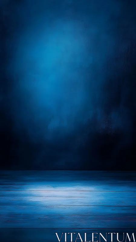 Moody blue wooden floor with vignetted gradient backdrop