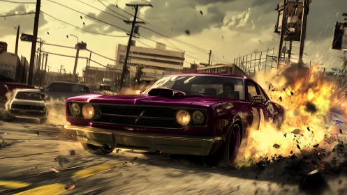 Street outlaw muscle car slices through firestorm of chaos.
