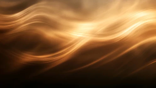 Golden light waves forming smooth flowing abstract lines.