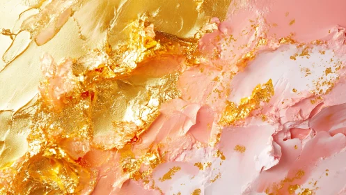 Abstract gold and pink texture with metallic accents, modern style.