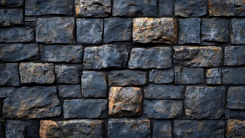 Charcoal stone brick wall with rugged, weathered texture.