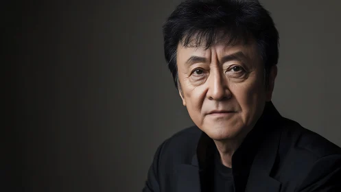 Older man portrait under soft studio side lighting.