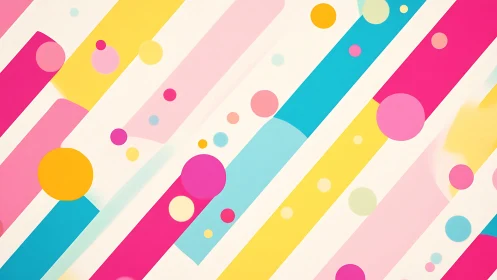 Playful pastel stripes and circles dance across the scene