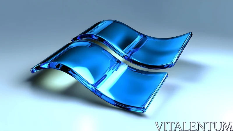 Abstract blue glass waves in modern digital 3D art style. Abstract blue glass waves in modern digital 3D art style.