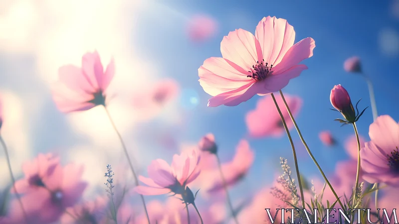 Pink Cosmos Dance Through Heavenly Sky Unfolds