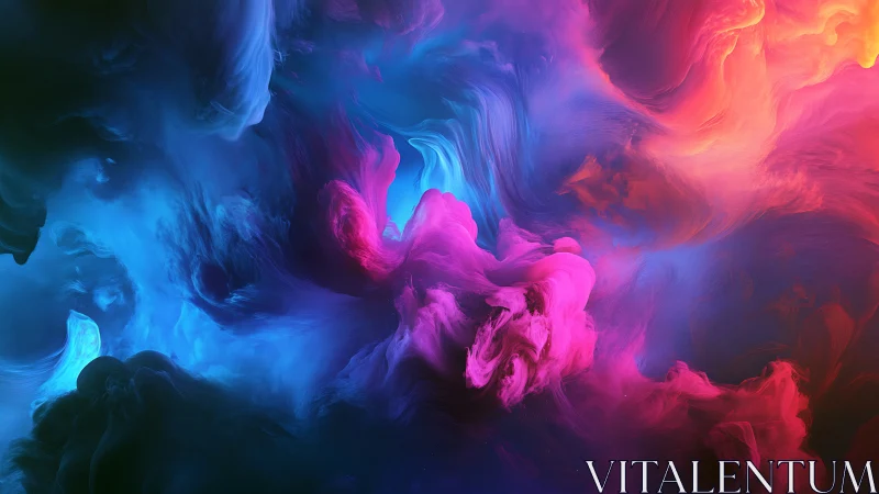 Chromatic nebula swirls in vivid cyan, magenta and ember light.