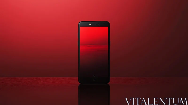 Smartphone Display Against Red Gradient: Digital Product Visualization Study.