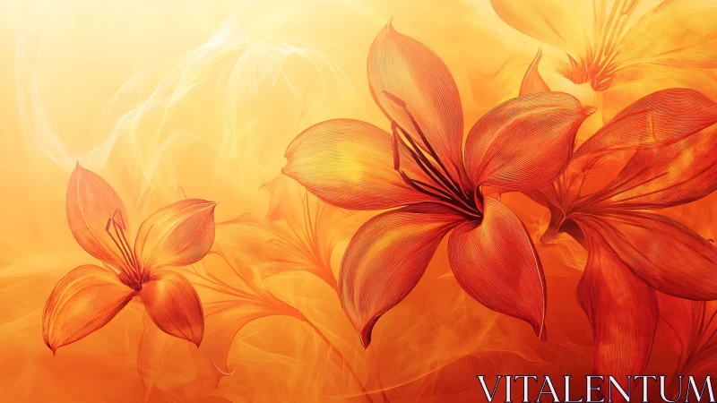 Molten Petals Drift Through Liquid Amber.