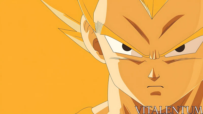 Intense anime warrior close-up rendered in flat cel shading