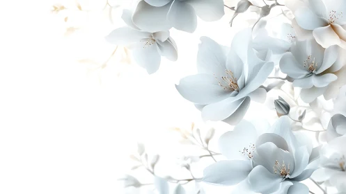 Ethereal Blooms Cascade Through Luminous White Space