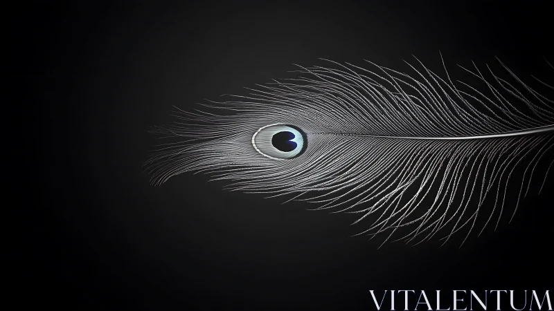 Minimalist peacock feather study with heart-shaped eye motif.