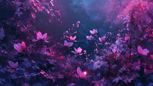Neon Blossoms: Where Magic Meets Midnight Garden.