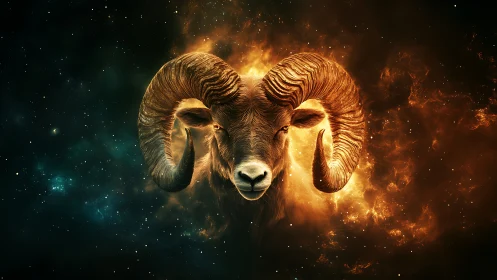 Cosmic ram head emerges from blazing nebular void in space