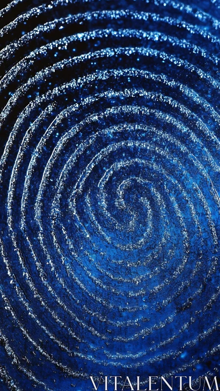 Macro fingerprint pattern rendered in shimmering blue detail