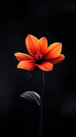 Red Flower Study Against Black Background