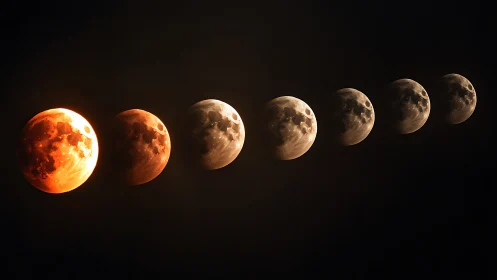 Sequential lunar eclipse phases in high contrast composite