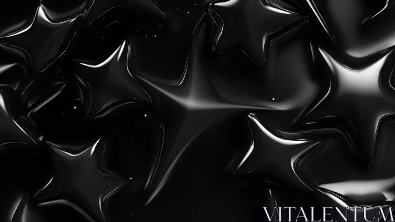 Glossy Black Abstract Stars Pattern in Modern Digital Art Style.