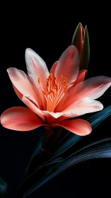 Stunning Red Amaryllis Bloom Against Black Backdrop