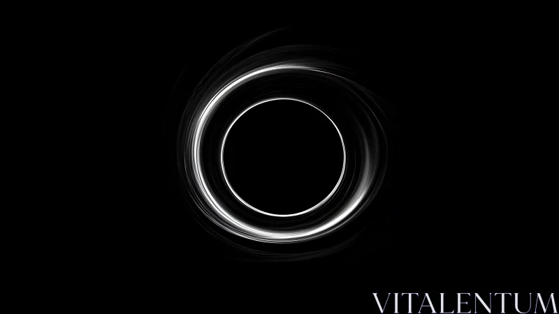 Luminous circular ring on black minimalist abstract field.