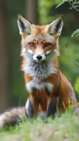 Red fox portrait in shallow-depth woodland habitat study