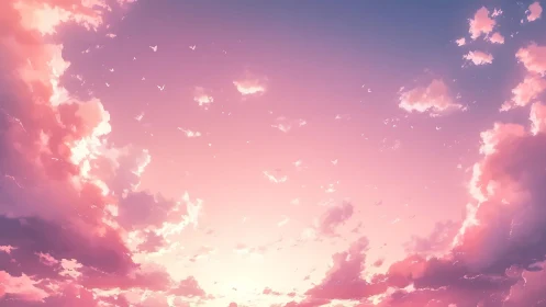 Pastel dusk clouds drifting across a tranquil anime sky.