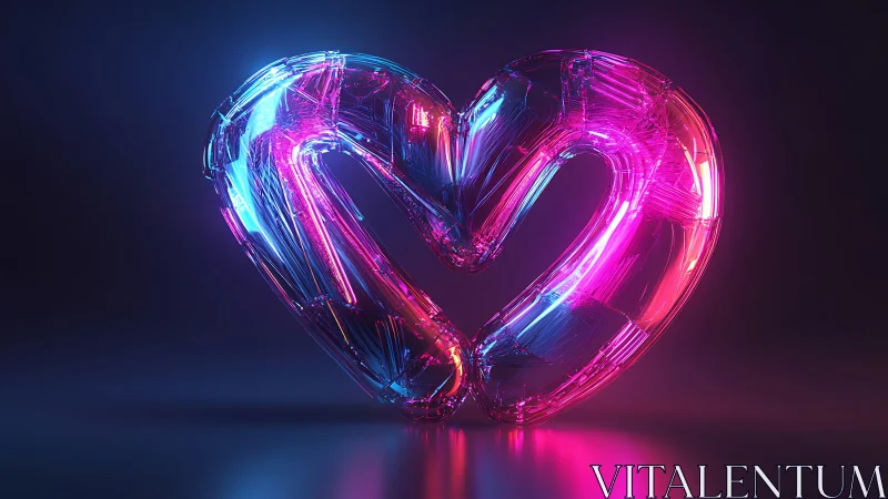 Neon Heart Shape with Cyan and Magenta Glowing Lights.