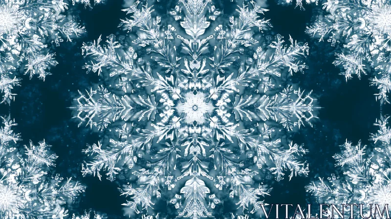 Fractal snowflake mandala forms a crystalline winter bloom