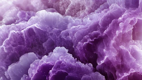 Amethyst cloud cliffs unfolding in luminous crystal bloom.