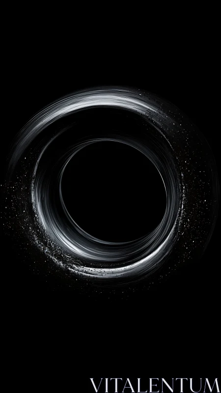 Luminous circular vortex curves through deep black void