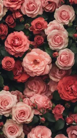 Layers of Romance: A Cascade of Coral and Crimson Blooms