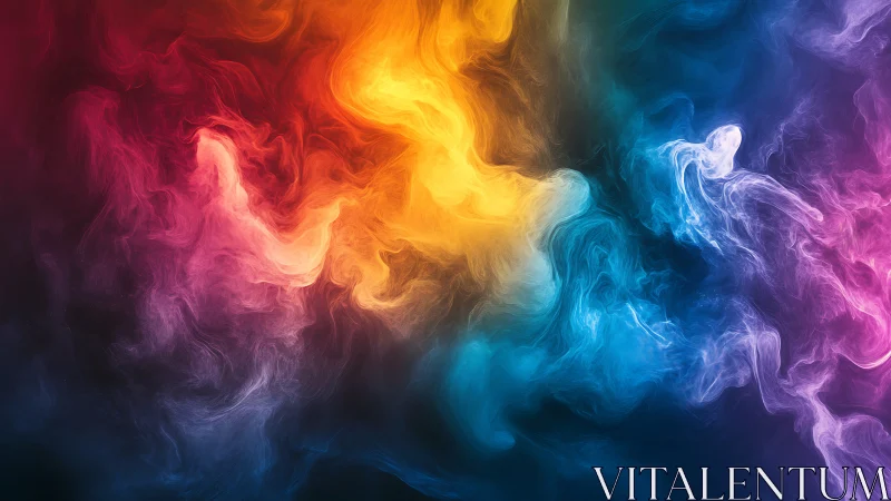 Multispectral turbulent nebula with luminous chromatic vortices.