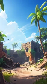Sunlit tropical ruins invite quiet wandering and discovery