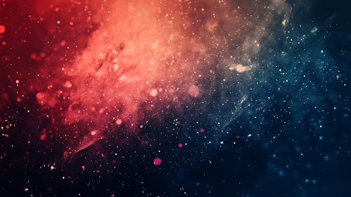 Stardust in motion across warm red and deep blue night.