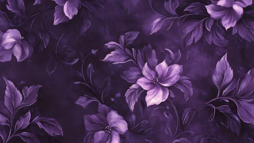 Purple Floral Tapestry: Layered Botanical Digital Composition.