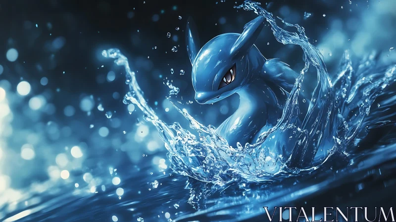 Stormborn water dragon erupts from luminous sapphire waves.