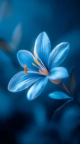 Blue Floral Petals with Orange Stamens - Backlighting Study