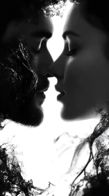 Silhouetted Facial Juxtaposition with Liquid Interference Patterns.