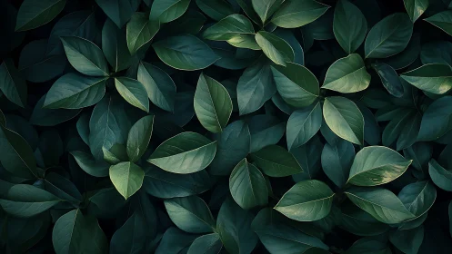 Dark green leaf pattern with layered foliage texture.