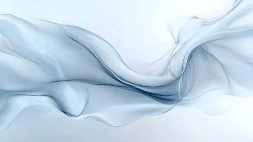 Flowing Blue Abstract Waves on White Background, Minimalist Style.