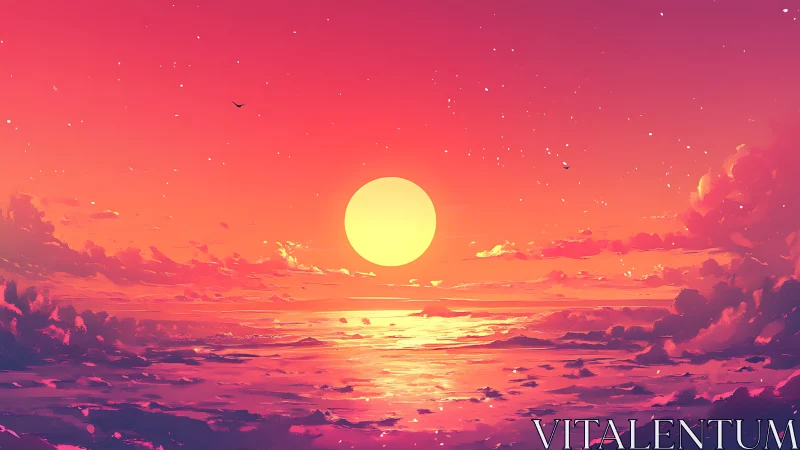 Hyper-saturated solar seascape with stratocumulus cloud bands