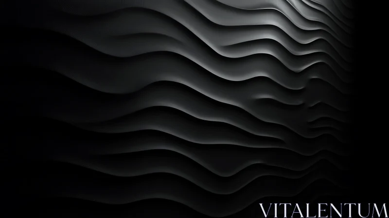 Undulating black waves in layered minimalist surface design.