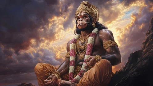 Divine simian deity rendered in dramatic photorealistic chiaroscuro